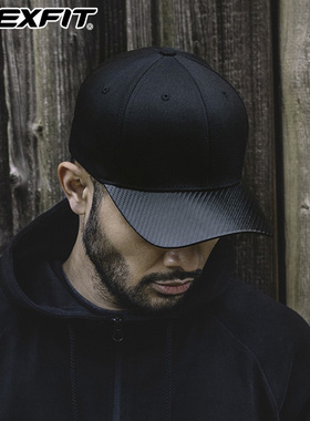 FLEXFIT帽子男 碳纤维造型 全封闭弹性帽围 棒球帽男士鸭舌帽男士