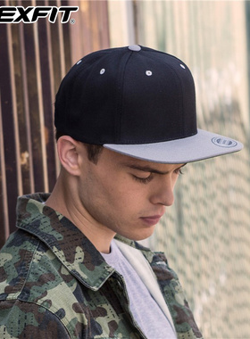 FLEXFIT 平沿帽男拼色嘻哈帽街头时尚防经典板帽潮棒球帽冬季