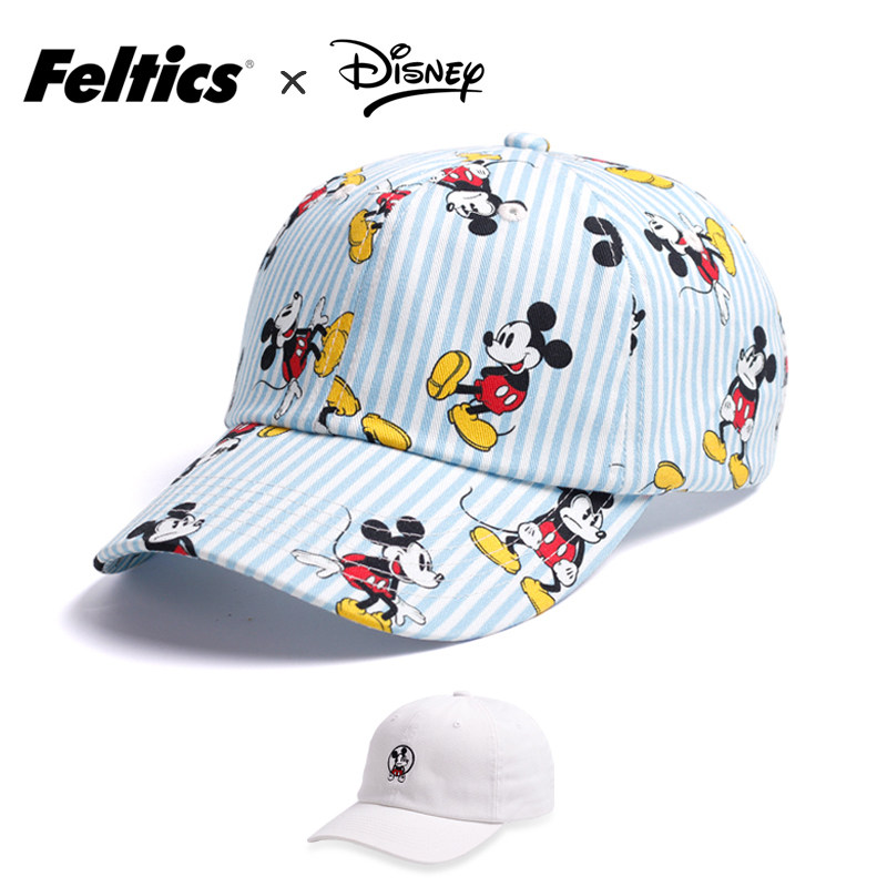 韩国Feltics 迪士尼联名 米奇印花棒球帽 可爱图案刺绣女男鸭舌帽