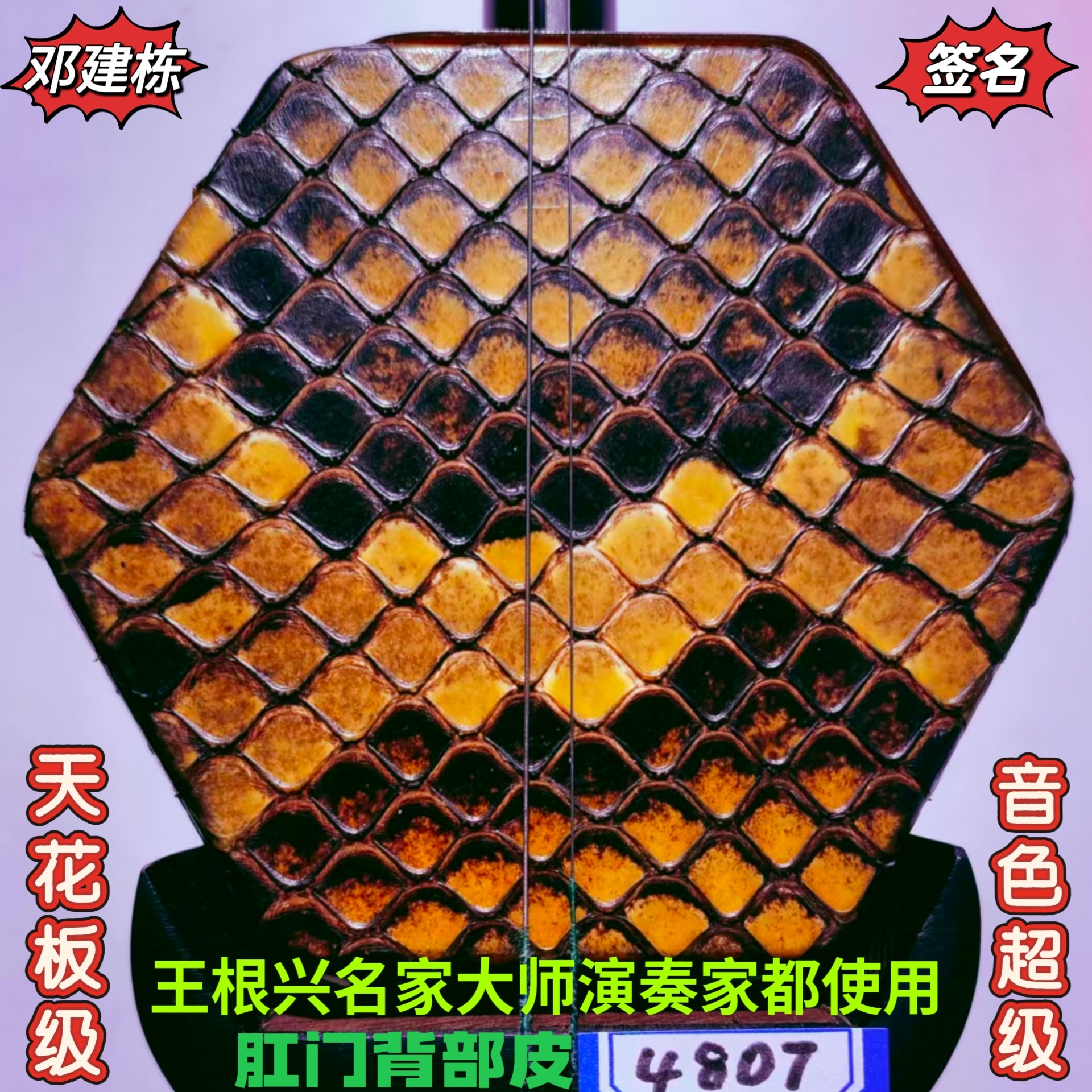 邓建栋鉴定签名王根兴家具旧料老红木二胡《全国获金奖十大品牌》