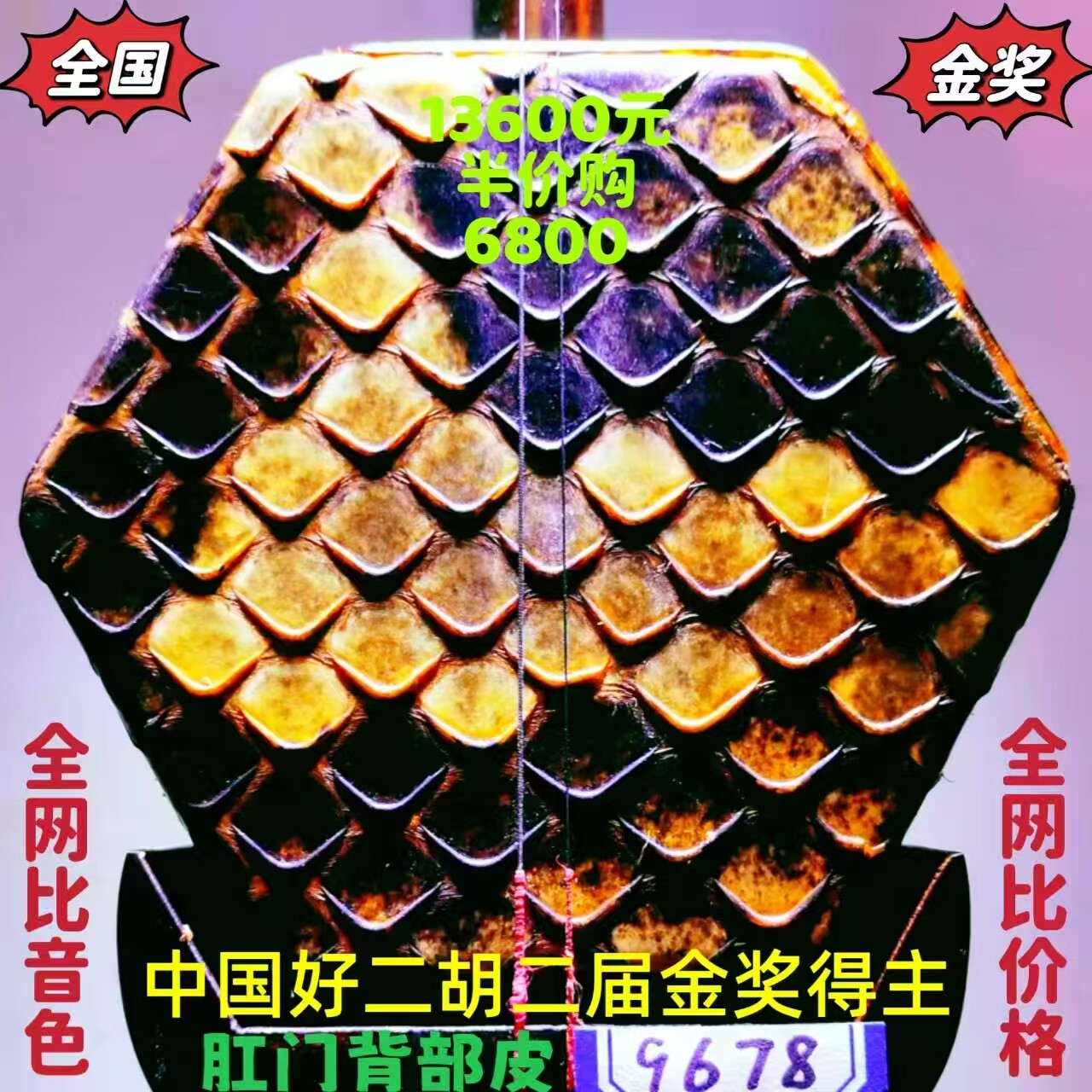 全国获金奖中国十大品牌二胡韵声琴坊特级明清家具旧料老红木二胡
