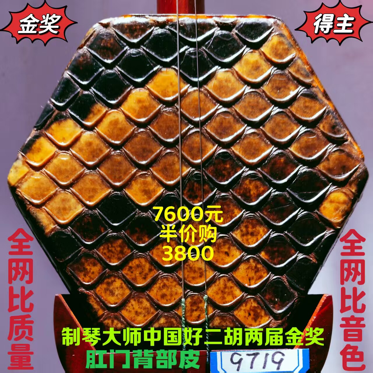 〔十大品牌中国好二胡获金奖〕韵声琴坊五星级明清旧料老红木二胡