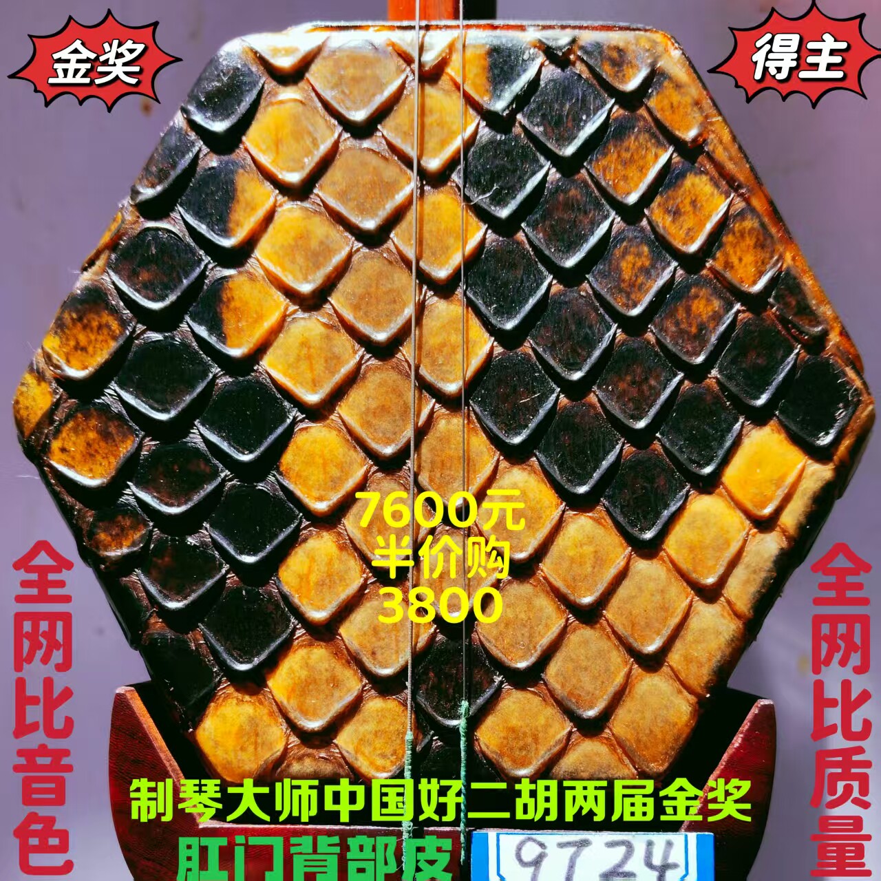 〔十大品牌中国好二胡获金奖〕韵声琴坊五星级明清旧料老红木二胡