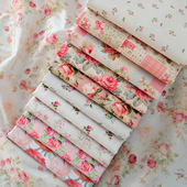 全棉40支欧式 裙面料 家居府绸碎花玫瑰布料手工diy纯棉田园风衬衫