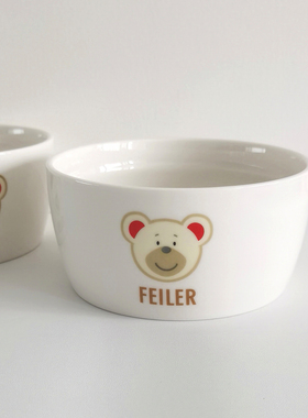 出口日单FEILER陶瓷碗保鲜碗可爱小熊家用米饭卡通碗直筒碗甜品碗