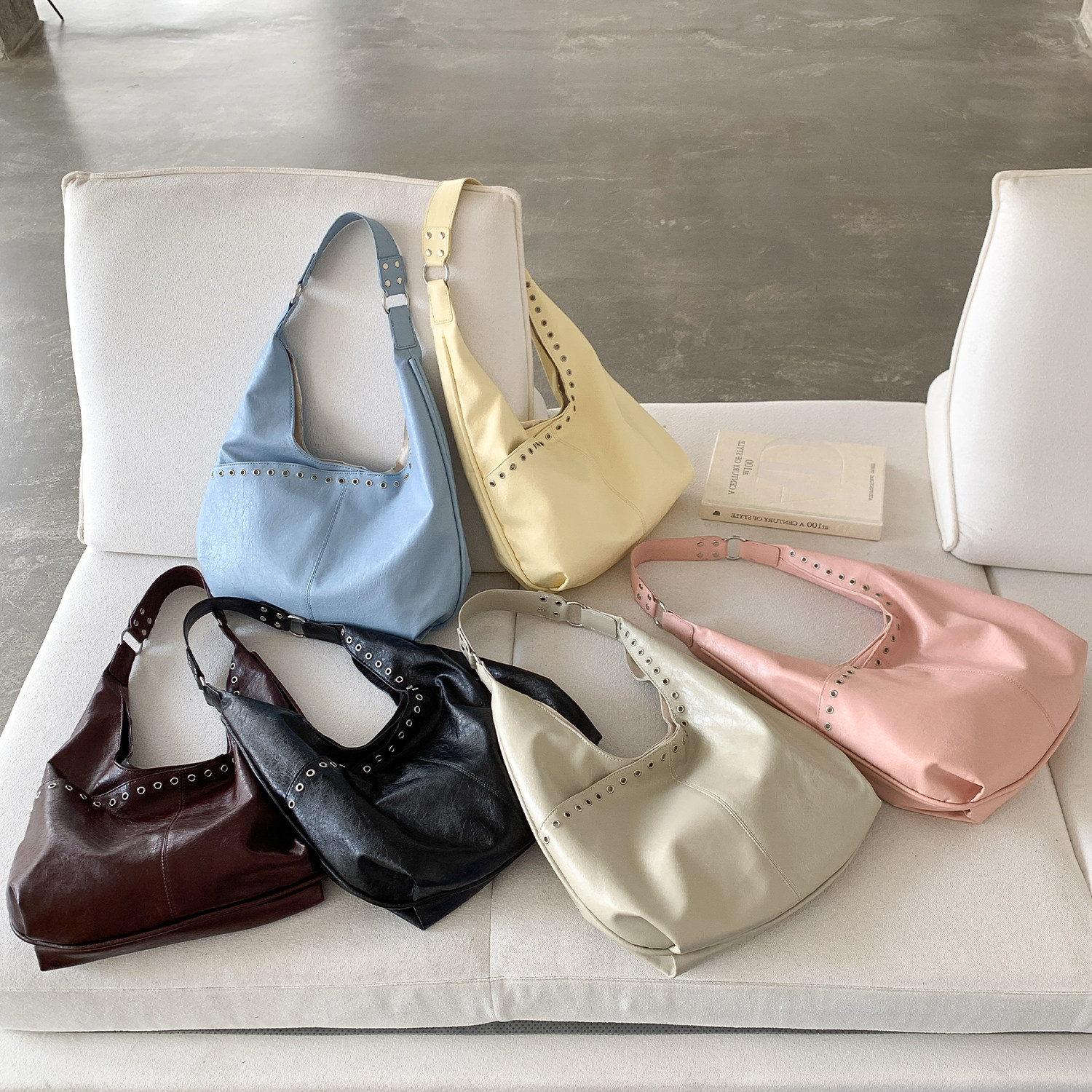 EMORRIN韩版小众铆钉设计大容量托特包通勤百搭高级感手提单肩包