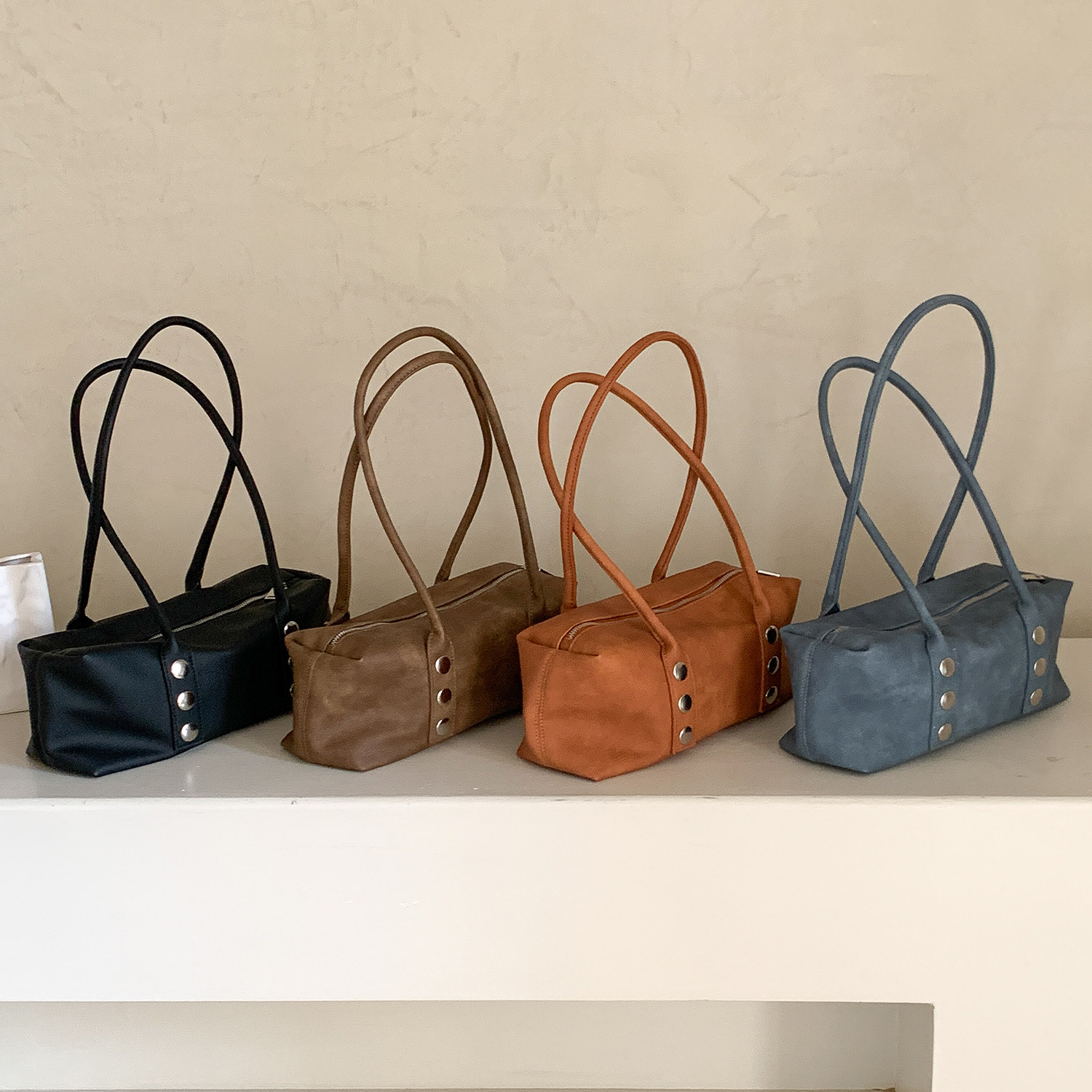 EMORRIN韩版小众设计铆钉大容量时髦保龄球包通勤百搭手提单肩包,箱包皮具/热销女包/男包,单肩包,淘宝优惠券,粉丝福利购,淘宝优惠卷