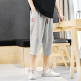 棉麻短裤男抽绳宽松夏季青年波点风中裤休闲A266-1-K84-P50，男装牛仔裤，电商A266-1