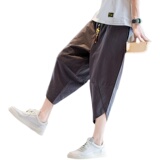 宽松棉麻七分裤男纯色夏季复古7分风休闲裤男A266-1-K50-P45，男装牛仔裤，电商A266-1