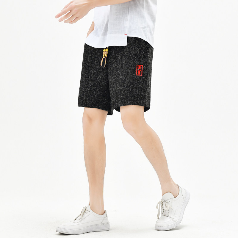 棉麻风短裤男抽绳波点刺绣男装复古休闲裤夏季A266-1-K83-P45,男装牛仔裤,电商A266-1