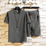 圆领抽绳两件套风休闲男装运动套装修身夏A266-1-TZ1989-P60，男装休闲套装，电商A266-1