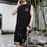 刺绣休闲运动套装男风五分一套A266-1-TZ1108-P46特批控78，男装休闲套装，电商A266-1