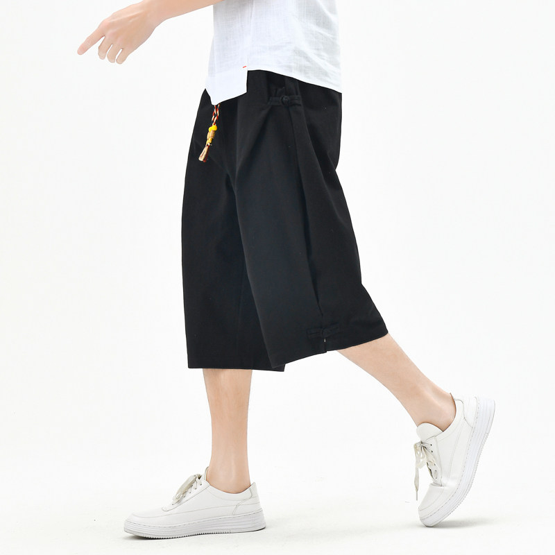棉麻风七分裤男抽绳宽松男装复古休闲裤夏季A266-1-K87-P40,男装牛仔裤,电商A266-1