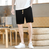 棉麻风短裤男抽绳纯色棉麻男装复古休闲裤夏季A266-1-K88-P35，男装牛仔裤，电商A266-1