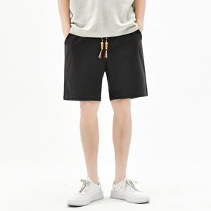 棉麻风短裤男抽绳纯色棉麻男装复古休闲裤夏季A266-1-K88-P35图片