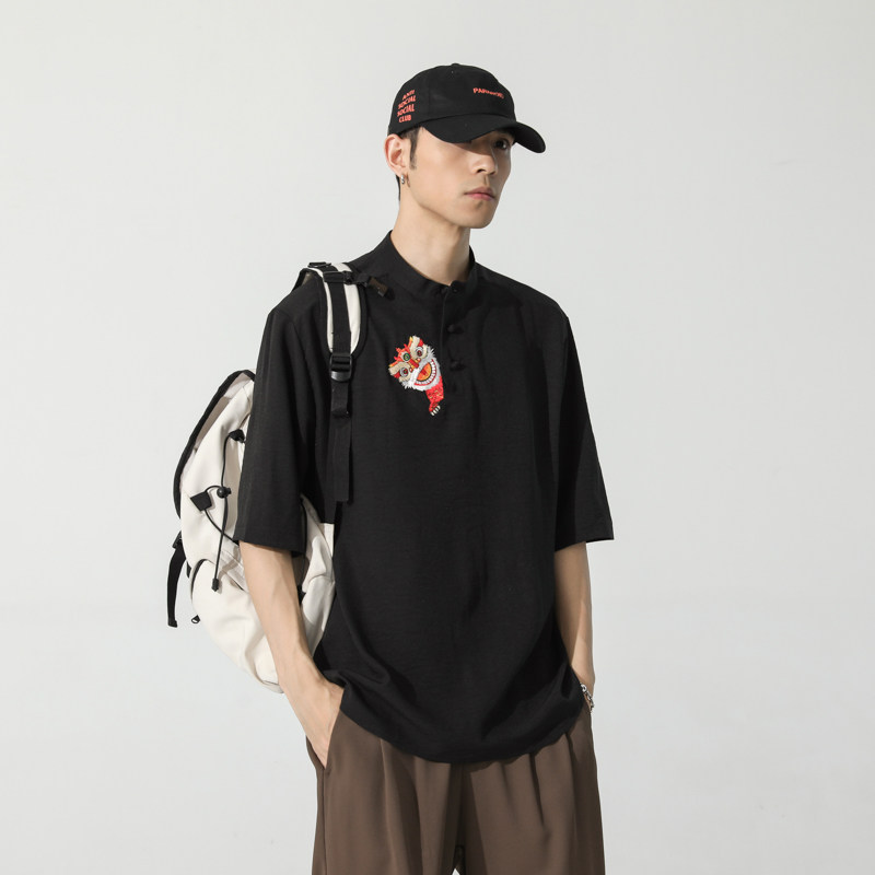 夏季圆领T恤男韩版潮牌大码刺绣宽松短袖体恤潮A266-1-T160-P55,男装T恤,电商A266-1