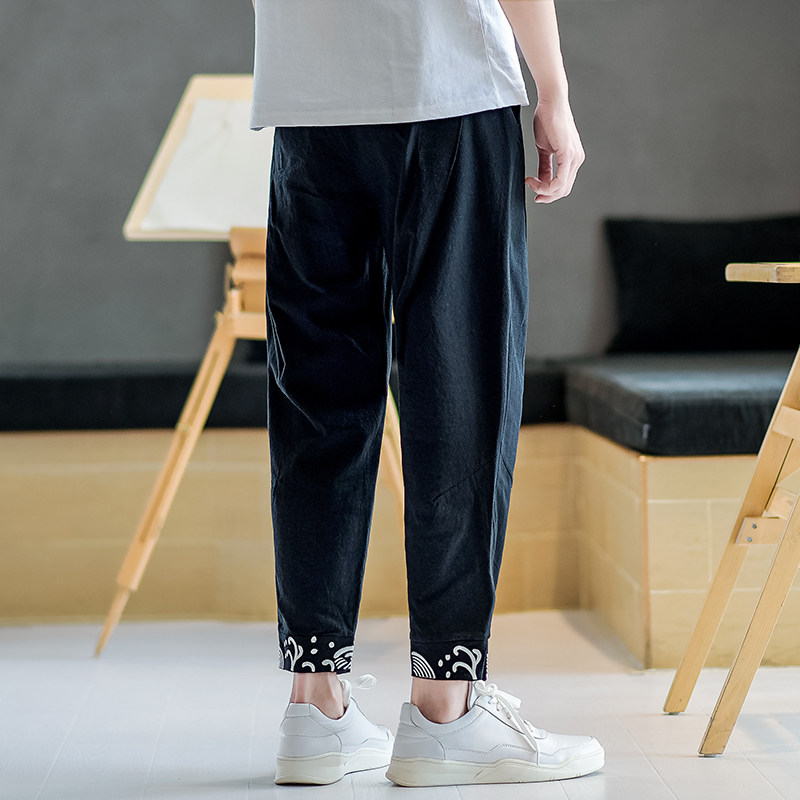 束脚风休闲裤男大码刺绣抽绳长裤青年小脚裤A266-1-K60-P50,男装休闲裤,电商A266-1