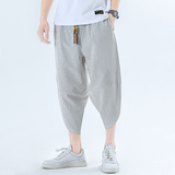 夏季七分裤男风条纹休闲裤子抽绳男装A266-1-K82-P40，男装牛仔裤，电商A266-1