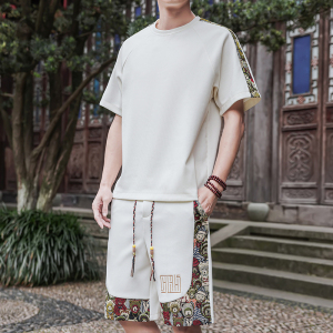 风短裤一套男刺绣套装休闲运动A266-1-TZ9908-P50特批控78图片