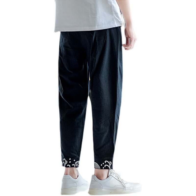 束脚风休闲裤男大码刺绣小脚裤抽绳长裤青年A266-1-K60-P50,男装休闲裤,电商A266-1