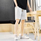 夏季风棉麻短裤男抽绳青年纯色中裤裤子A266-1-K88-P35，男装牛仔裤，电商A266-1