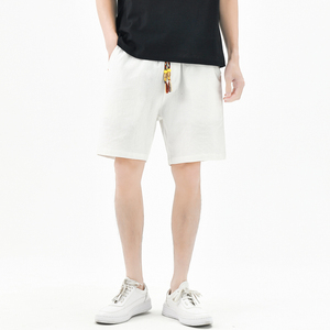 棉麻风短裤男抽绳纯色棉麻男装复古休闲裤夏季A266-1-K88-P35