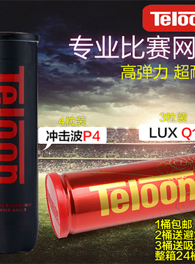 Teloon 天龙网球pound P4 4个桶装网球 高弹力耐打训练球比赛球