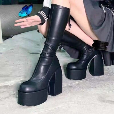 women Knee-high boots long boots大码43过膝长靴高跟弹欧美力靴