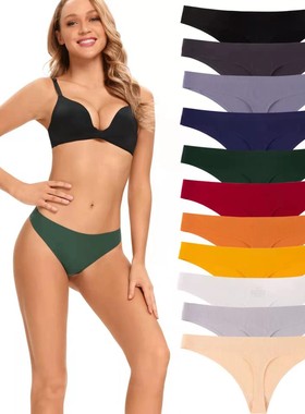 Women's Thong Comfortable Silk Underwear Sexy Bikini Panties