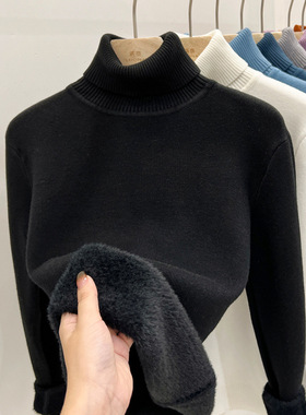 women bottoming shirt winter velvet turtleneck top sweater