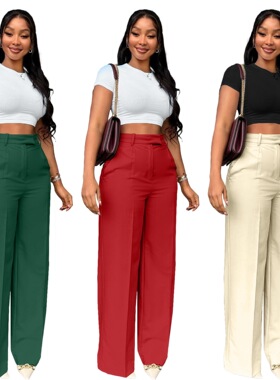 3XL plus size straight leg slacks for women大码女直筒休闲裤