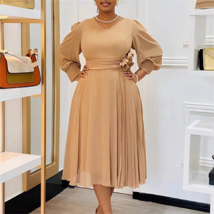 skirt春秋纯色A字裙大码 fashion ladies dress 跨境连衣裙 women