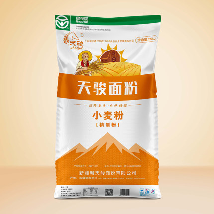 新疆塔城天骏面粉特一粉 25kg高中筋50斤 商用 拉面饺子小麦粉