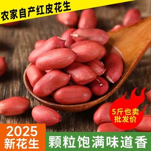2025新红皮花生米新货四粒红花生仁不带壳原味小粒红衣花生米