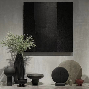 简约艺术花瓶器莫兰迪色陶瓷家居现代几何饰品摆件样板房桌面民宿