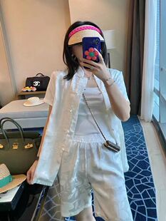 2023年新款 夏款 欧洲站女装中国风盘扣提花短裤套装 唐装