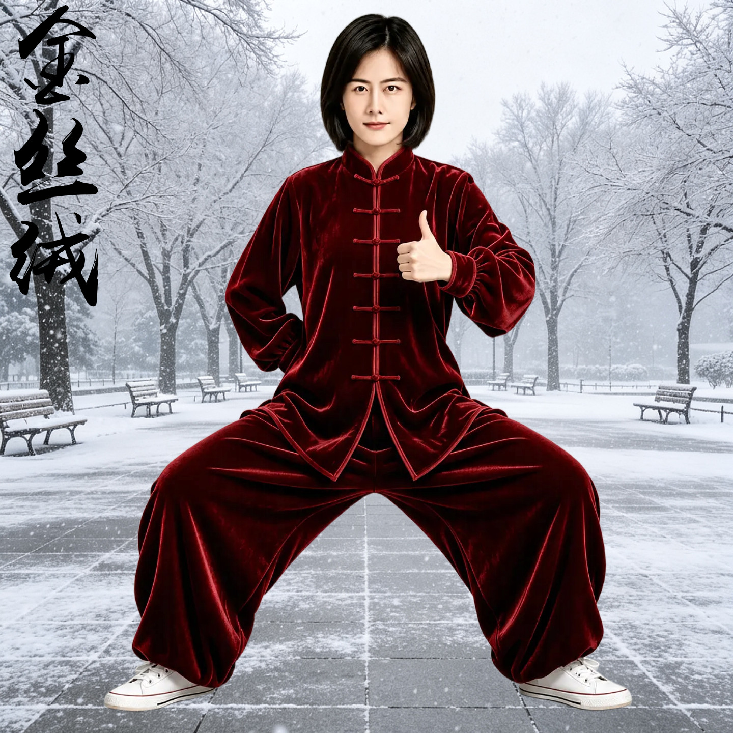 秋冬季太极服金丝绒女加厚武术服练功服比赛表演服太极拳男南韩绒