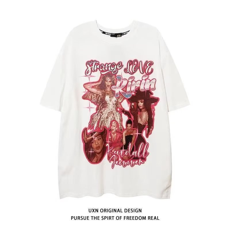 五分袖潮时尚潮牌青春流行潮流宽松型夏季ins卡通动漫圆领T恤男