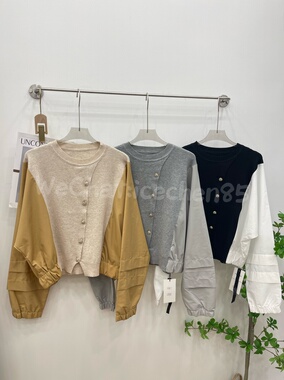 新款上新 素夏susa99138拼接假两件针织衫女宽松显瘦百搭上衣