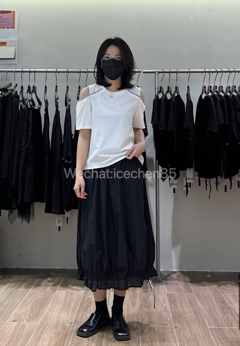 素夏susa港风圆领短袖露肩显瘦修身上衣T恤 16259 特