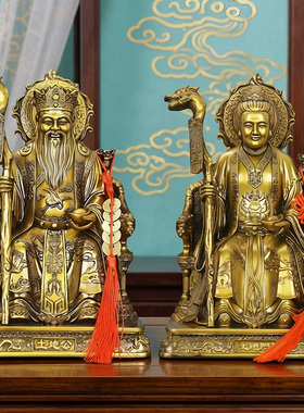 土地公土地婆神像一对摆件佛供奉