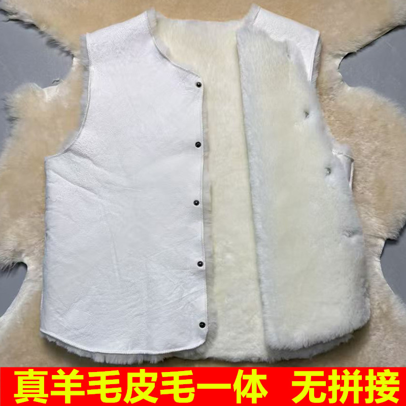 100%皮毛一体秋冬马甲坎肩羊剪绒真皮毛一体保暖背心男女羊毛内胆