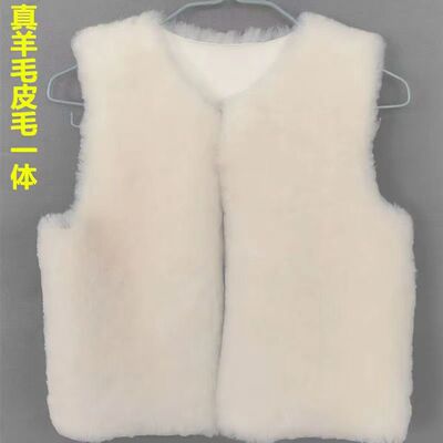 100%真羊毛皮毛一体儿童马甲男宝宝坎肩冬季保暖羊皮女宝马甲新款
