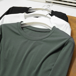 (防静电/吸湿/亲肤)95天然木源纤维~通勤OL圆领长袖T恤打底衫女