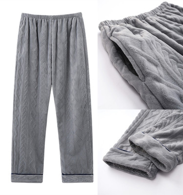 毛绒绒暖暖裤爸爸中老年人睡裤男