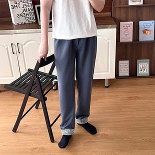 睡裤 宽松休闲纯色带门襟家居裤 男士 夹棉长裤 可外穿 秋冬季 2025新款