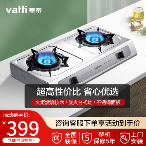 华帝燃气灶天然气液化气灶煤气灶台式不锈钢猛火节能双灶 i10013T
