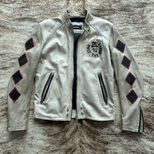 意大利早期手擦做旧牌皇机车皮衣