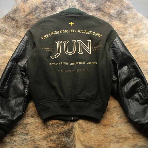 1980s设计师名作 早期重磅高密度牛皮袖短款Bomber棒球服皮衣