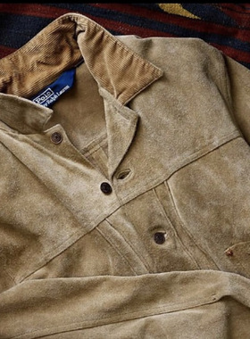 美式复古传奇RL回到1990s侃爷御用反绒牛皮做旧Type2代皮衣